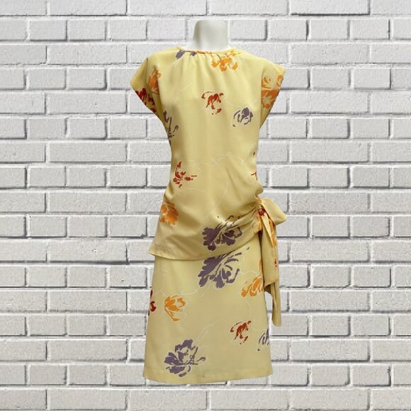 Vintage 80's Yellow Floral 3 Piece Skirt Set - Picture 3 of 12